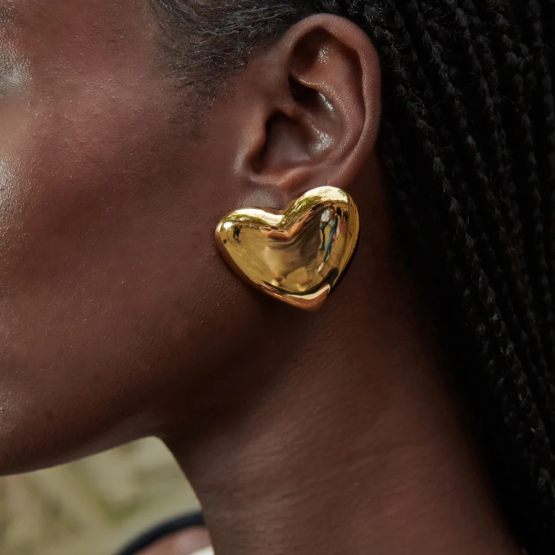Ohrringe Herzblatt, 18 Karat vergoldet